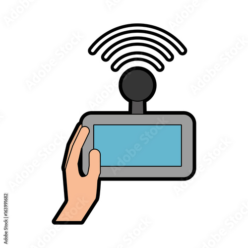 hands human with Drone remote control icon vector illustration design