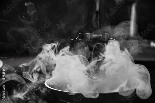 Black and white Hookah with smoke