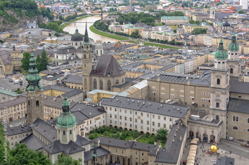 The UNESCO World Heritage historic center from the Hohensalzburg Castle - Salzburg, Austria