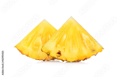 Two Slice of Honey pineapple fruit isolated on white background
