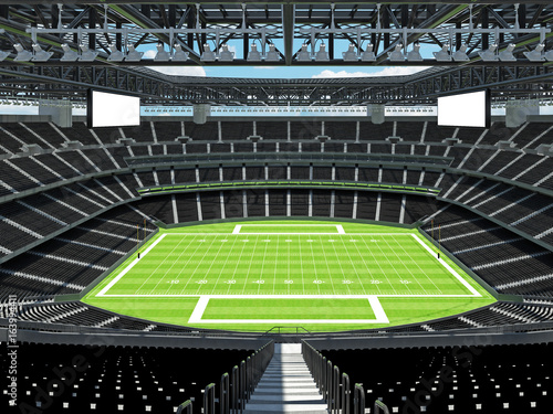Modern American football Stadium with black seats