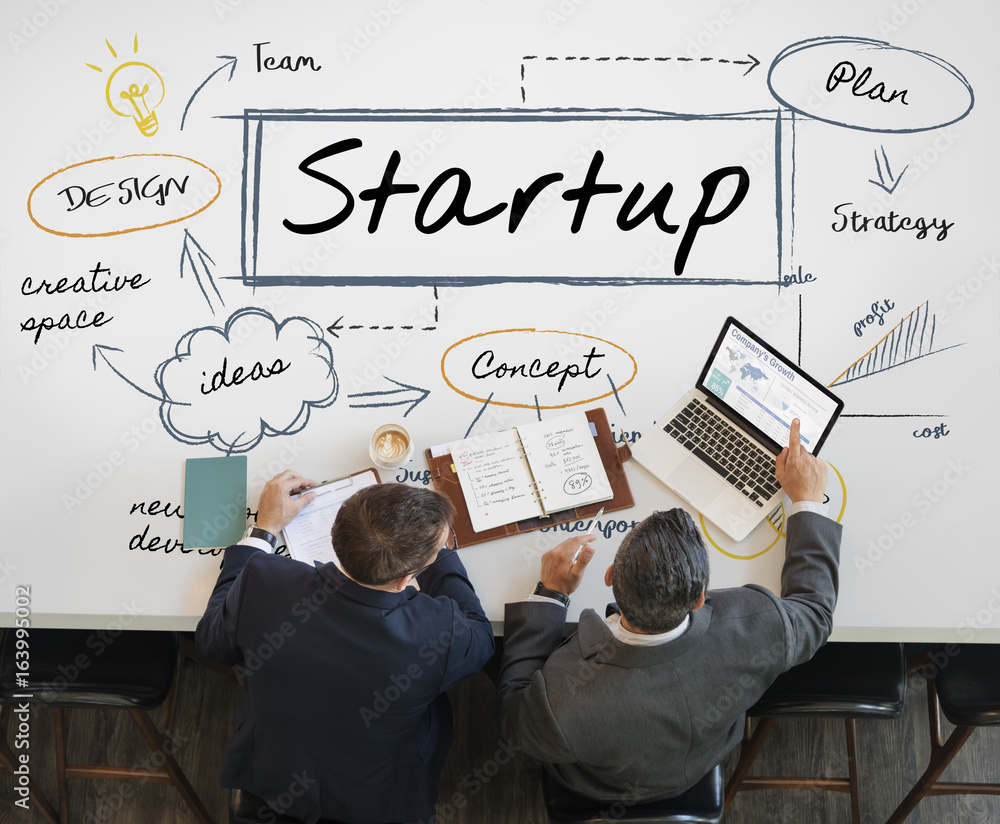 Two businessman talking about startup project Two businessman talking about startup project
