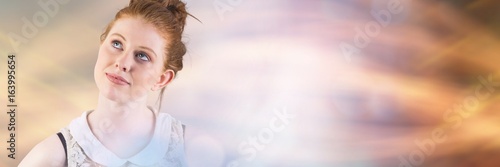 Canvas Print Thinking  woman with moody fiery effects transition