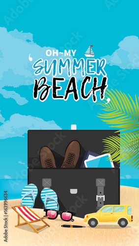 Summer holiday vacation concept, vector illustration