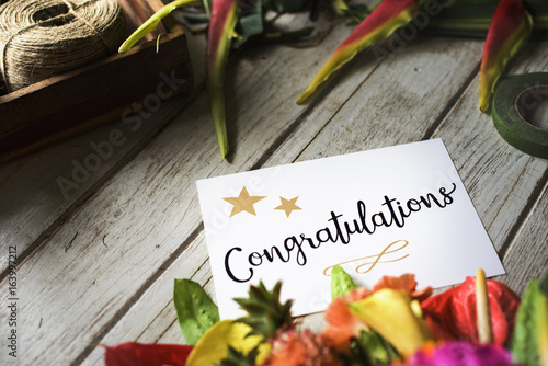 Congratulation card with flower bouquet