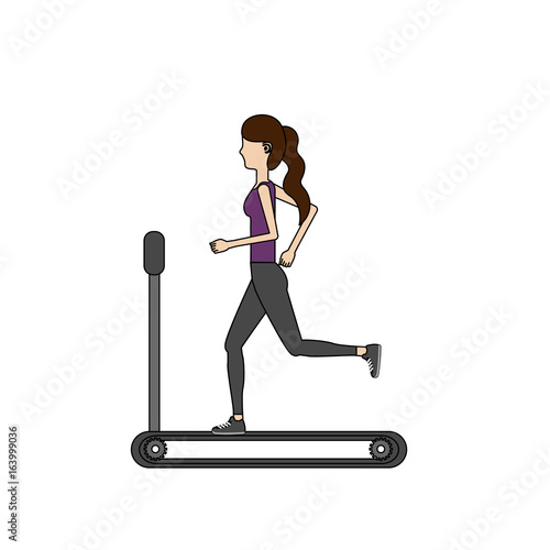 healthy woman doing exercise in the runing mashine
