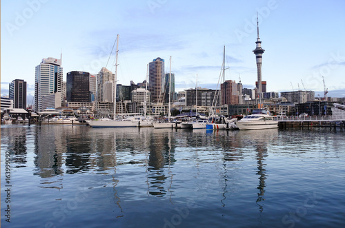 Auckland city skyline from Viaduct Marina