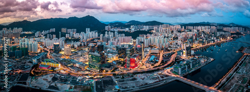 Photography Aerial view of Hong Kong Island and Kowloon on sky