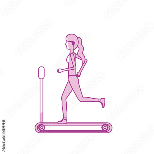 silhouette healthy woman doing exercise in the runing mashine