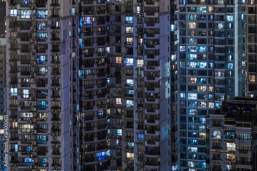 detail shot of residential district at night in China.