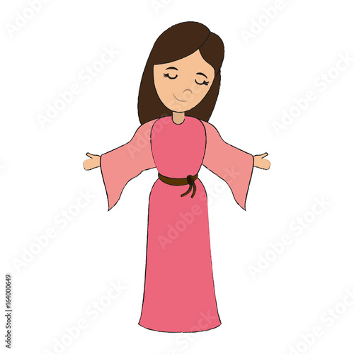 woman wearing tunic cute cartoon icon image