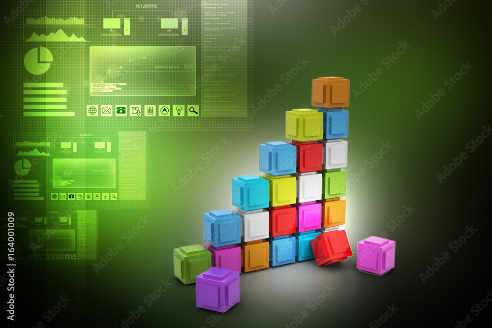 The diagram consisting of several cubes of different colours The diagram consisting of several cubes of different colours