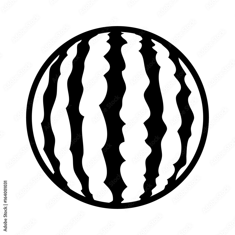 Whole watermelon fruit line art vector icon for food apps and websites