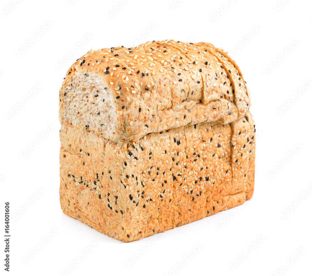 whole grain bread isolated on white background, bread with seeds whole grain bread isolated on white background, bread with seeds
