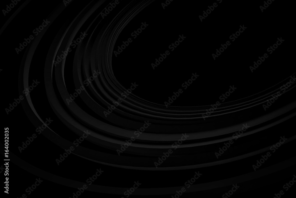 black ring curve on black background 3d rendering. black ring curve on black background 3d rendering.