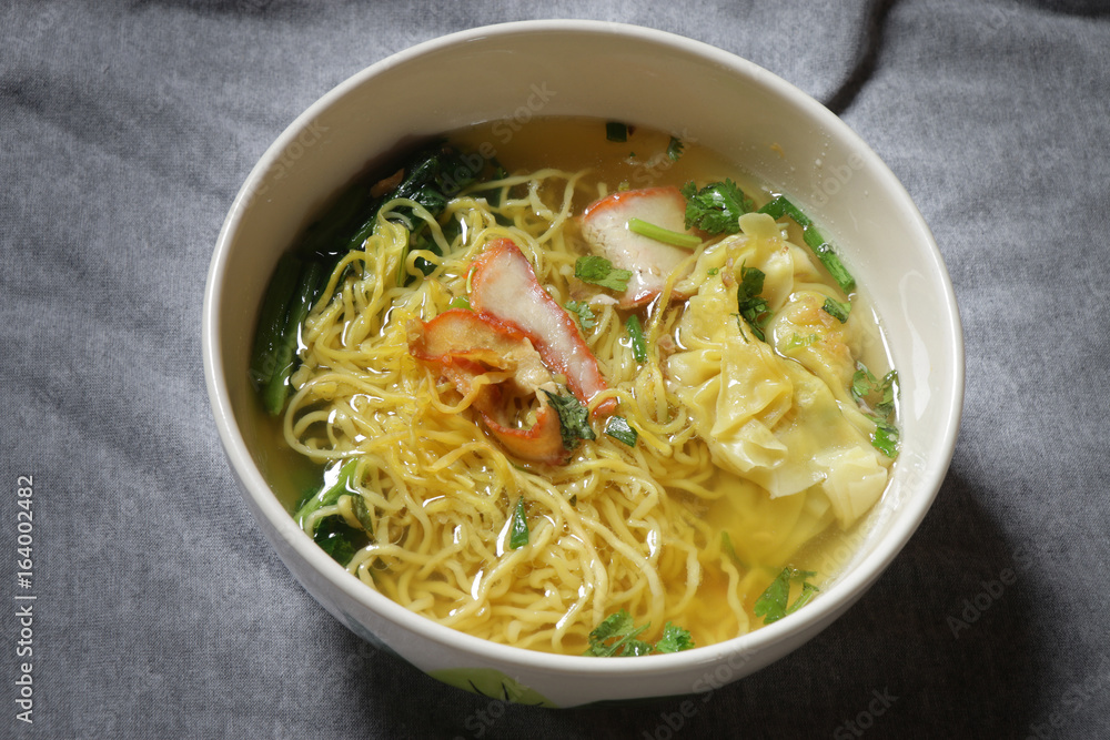 Egg noodle soup with red roast pork Egg noodle soup with red roast pork