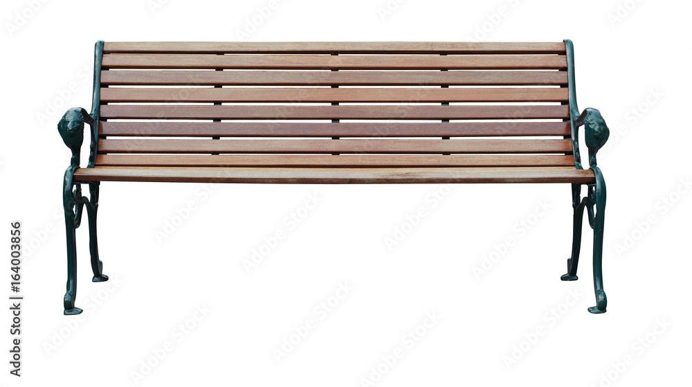 wood bench isolate with clipping path on white background - obrazy, fototapety, plakaty 