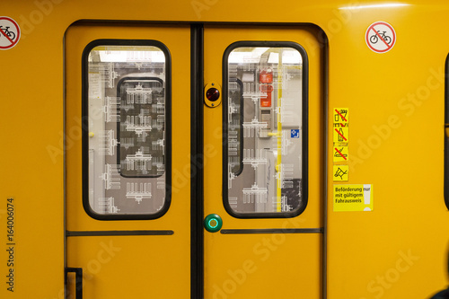 Yellow subway door, Berlin
