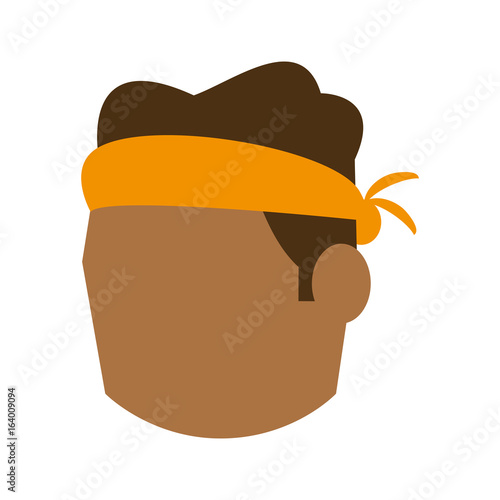Fototapeta head of man with tied headband avatar icon image vector illustration design