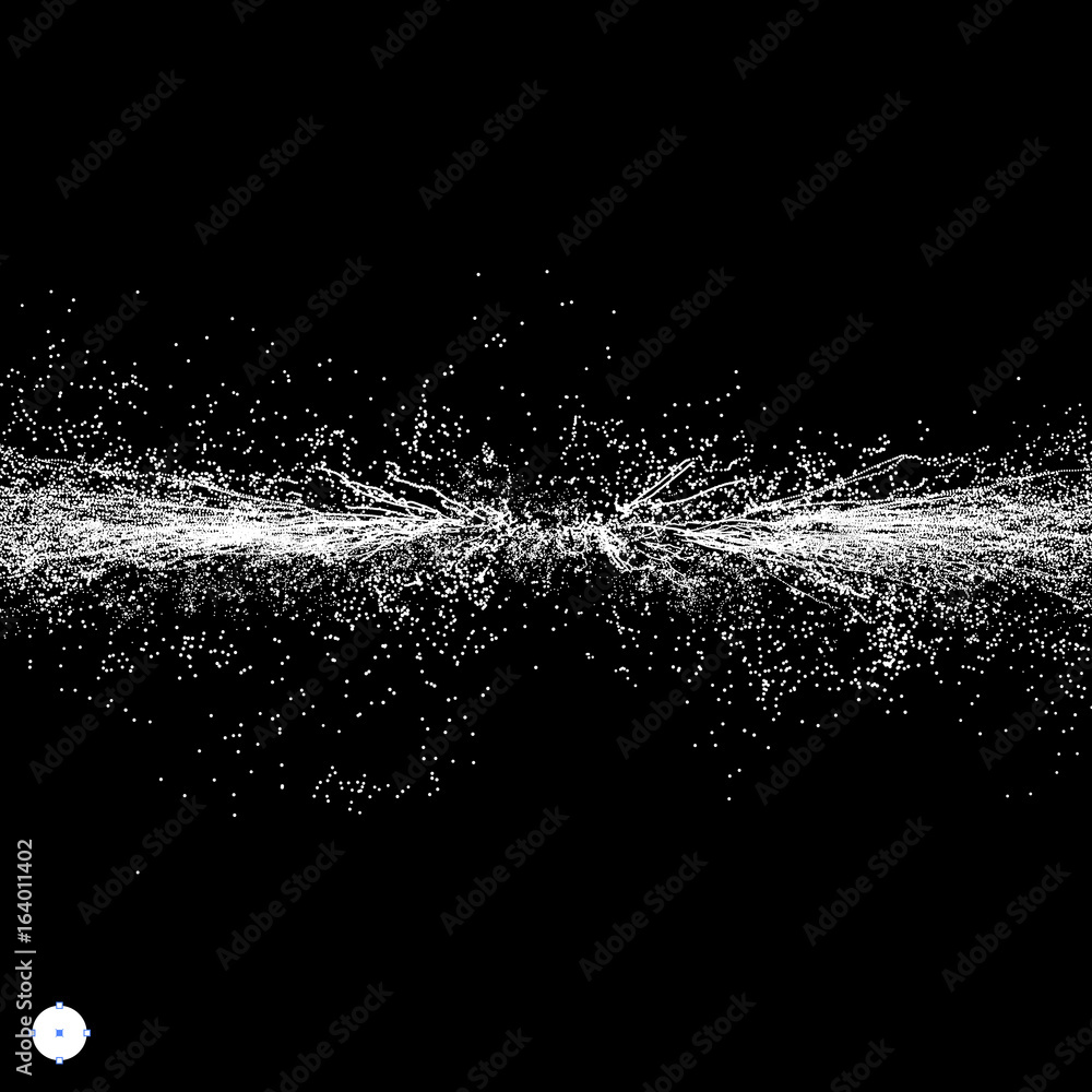 Point Explode. Array with Dynamic Emitted Particles. Abstract Dynamic Background. Vector Illustration.