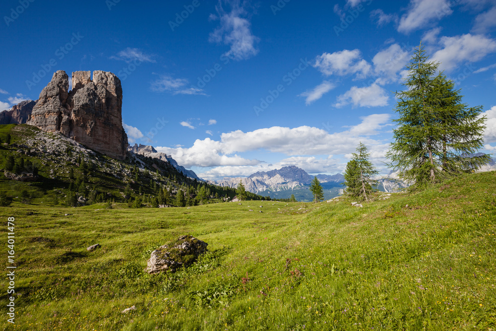 Summer alpine mountain rocky hills landscape
