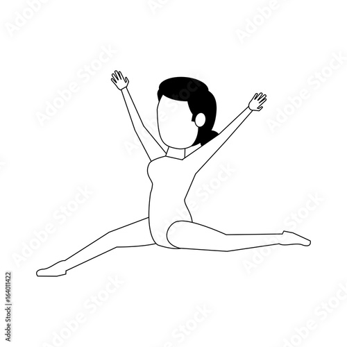 female gymnast or dancer athlete sport avatar icon image vector illustration design  black and white