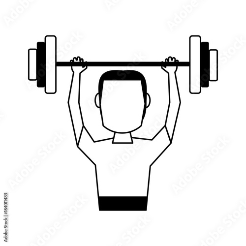 male weight lifitng athlete sport avatar icon image vector illustration design black and white