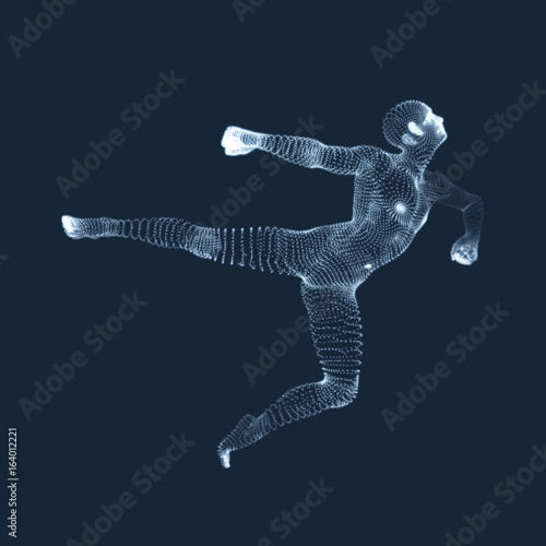 Silhouette of a Dancer. 3D Model of Man. Sport Symbol. Design Element. Vector Illustration.