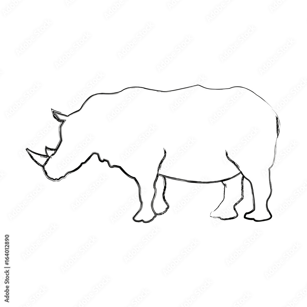 rhino wild animal africa exotic mammal vector illustration rhino wild animal africa exotic mammal vector illustration