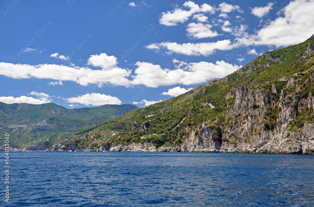 View of the Amalfi coast from the sea