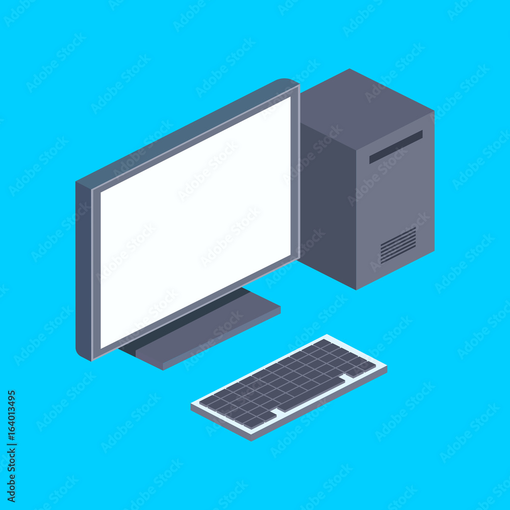Personal computer isometric vector illustration