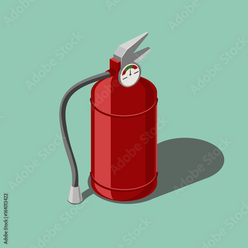 Red fire extinguisher isometric vector
