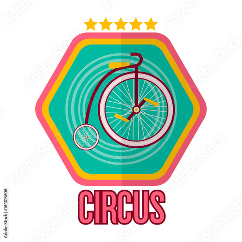 Circus logotype with special bike isolated on white photo