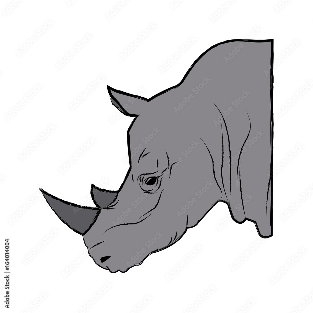 Obraz premium head rhino wild animal africa exotic mammal vector illustration