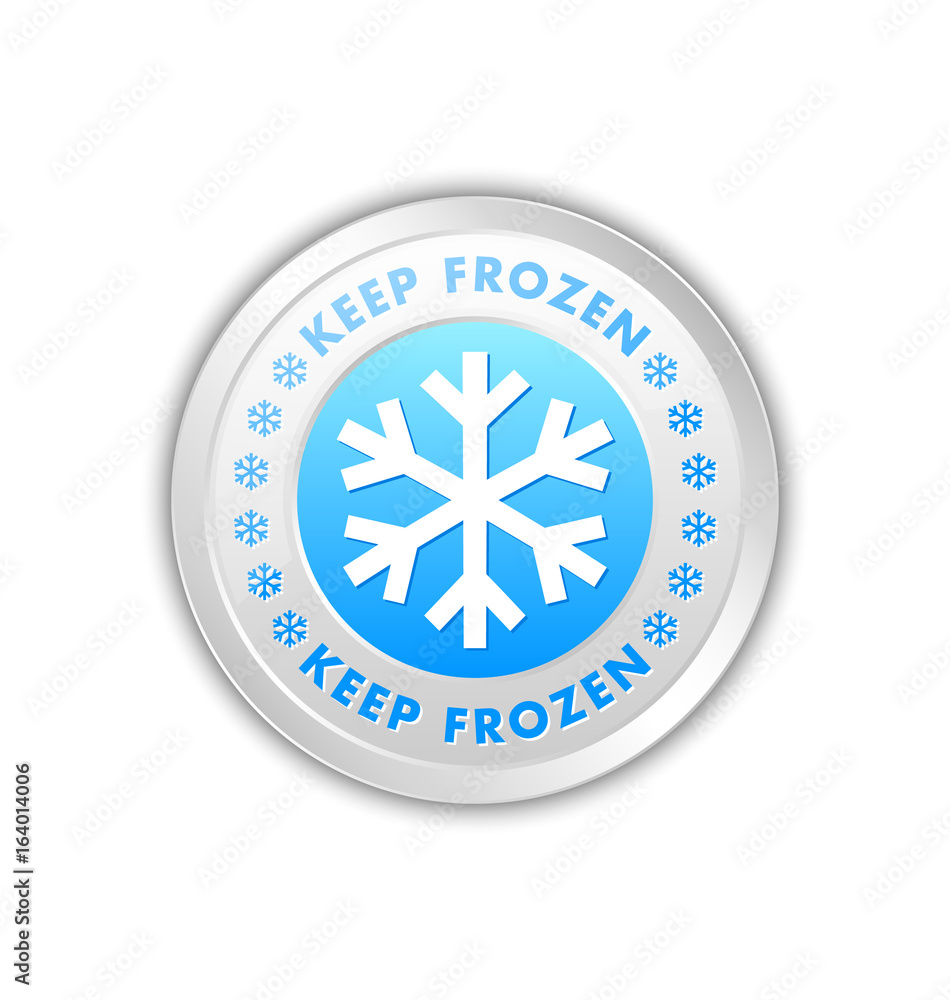 Keep frozen circular badge with snowflakes isolated on white background Keep frozen circular badge with snowflakes isolated on white background