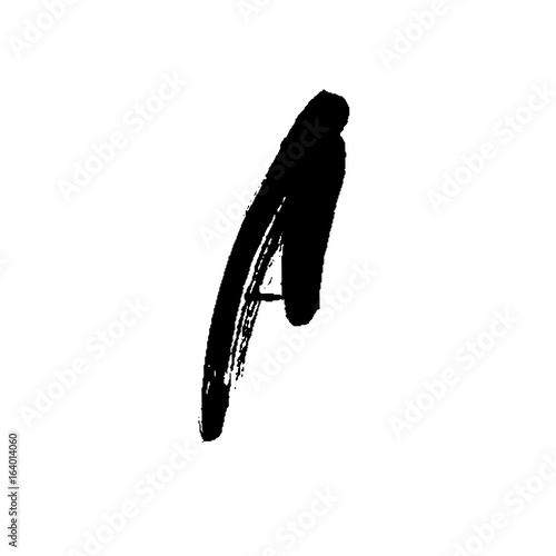 Letter A. Handwritten by dry brush. Rough strokes font. Vector illustration. Grunge style alphabet