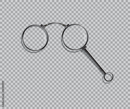 Vector realistic isolated lorgnette on transparent background.