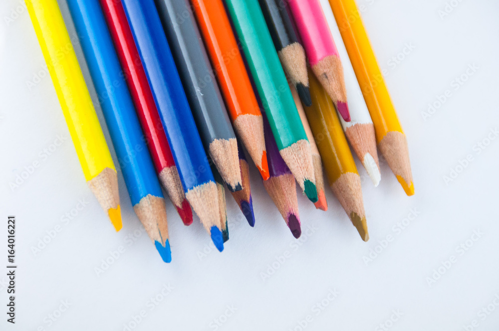 Color pencils isolated on white background close up Color pencils isolated on white background close up