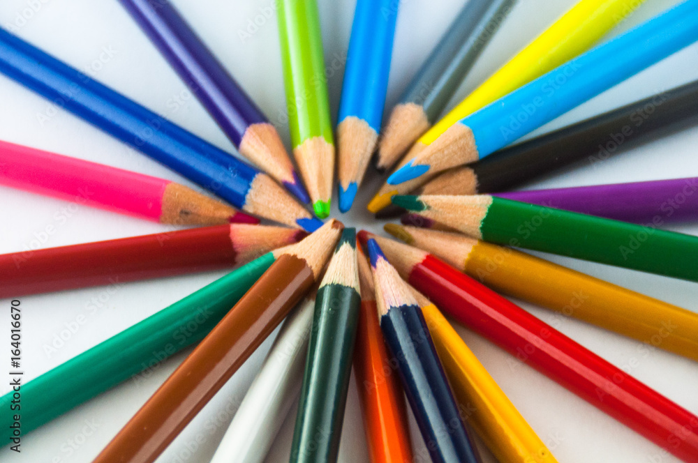 Color pencils isolated on white background close up Color pencils isolated on white background close up