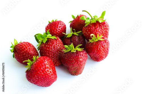 Ripe, red strawberry on white background