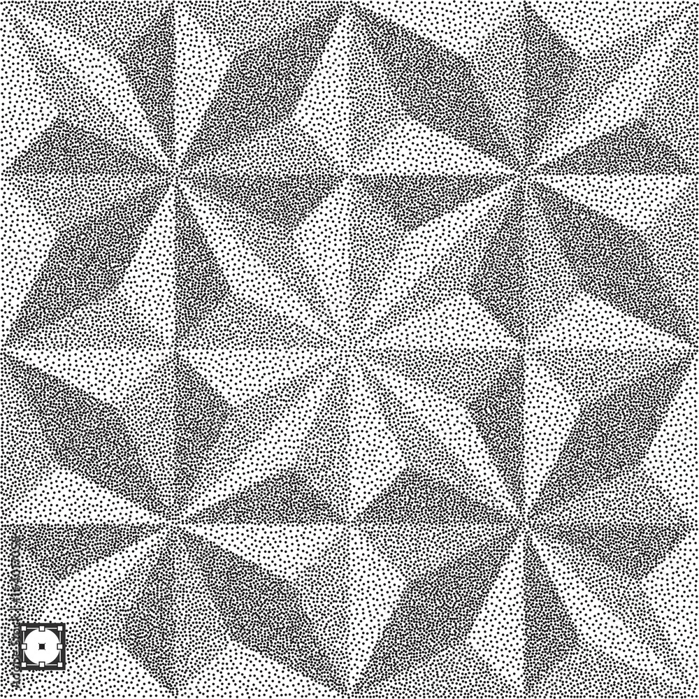 Fototapeta premium Geometric background. Black and white grainy design. Stippling effect. Vector illustration. Pointillism pattern.
