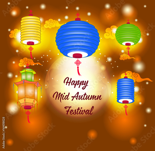 Traditional background for traditions of Chinese Mid Autumn Festival or Lantern Festival
