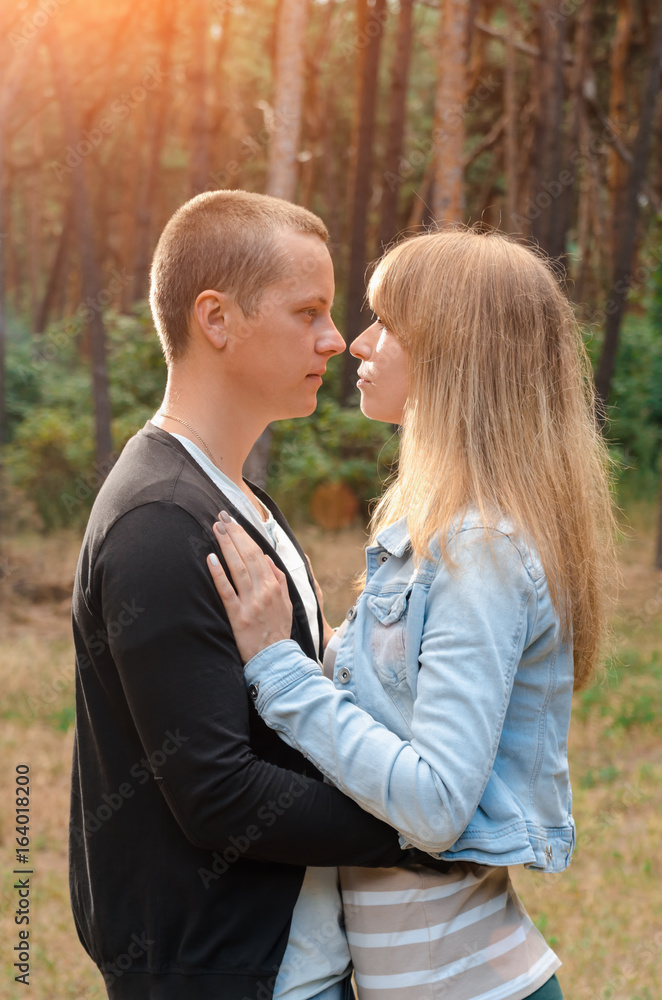 Fototapeta premium Couple loving each other outdoors