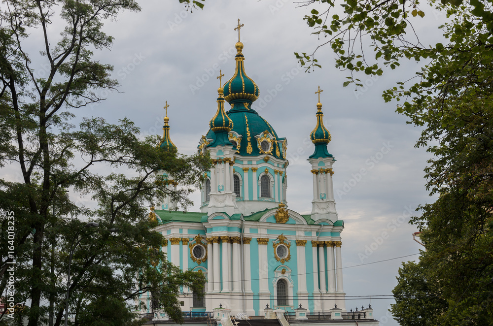 St. Andrew's Church. Ancient historical orthodox church on Andreevsky spusk