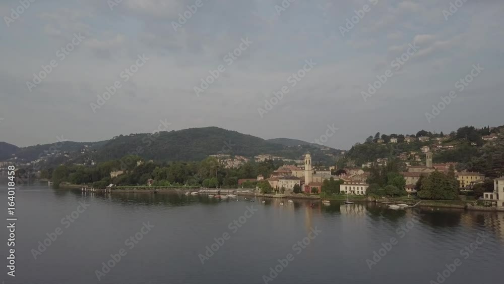 LAKE COMO, ITALY Villa Desta from the drone and the Italian Alps in background LAKE COMO, ITALY Villa Desta from the drone and the Italian Alps in background