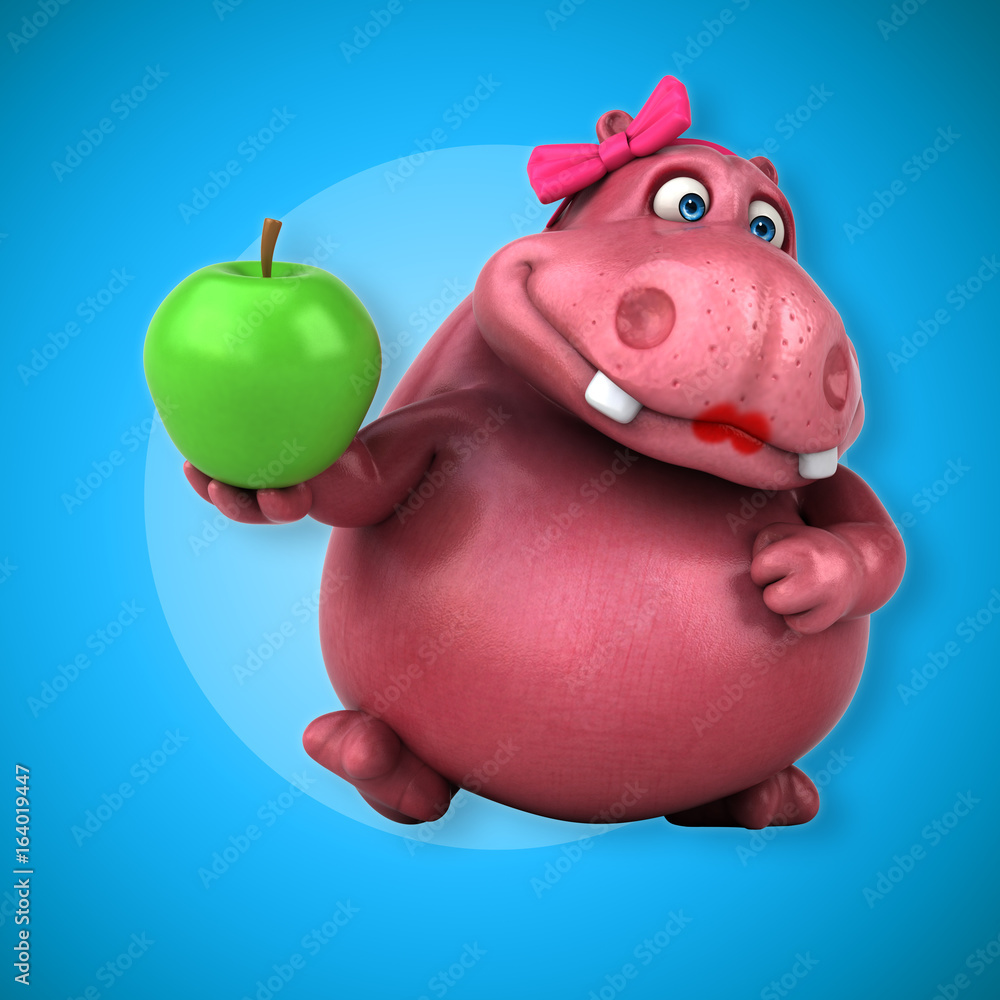 Pink Hippo - 3D Illustration Pink Hippo - 3D Illustration
