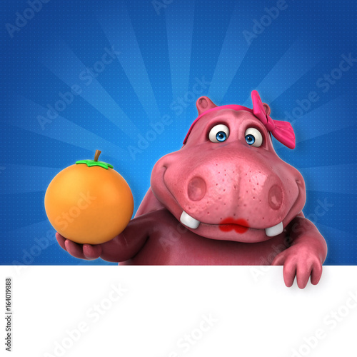 Pink Hippo - 3D Illustration