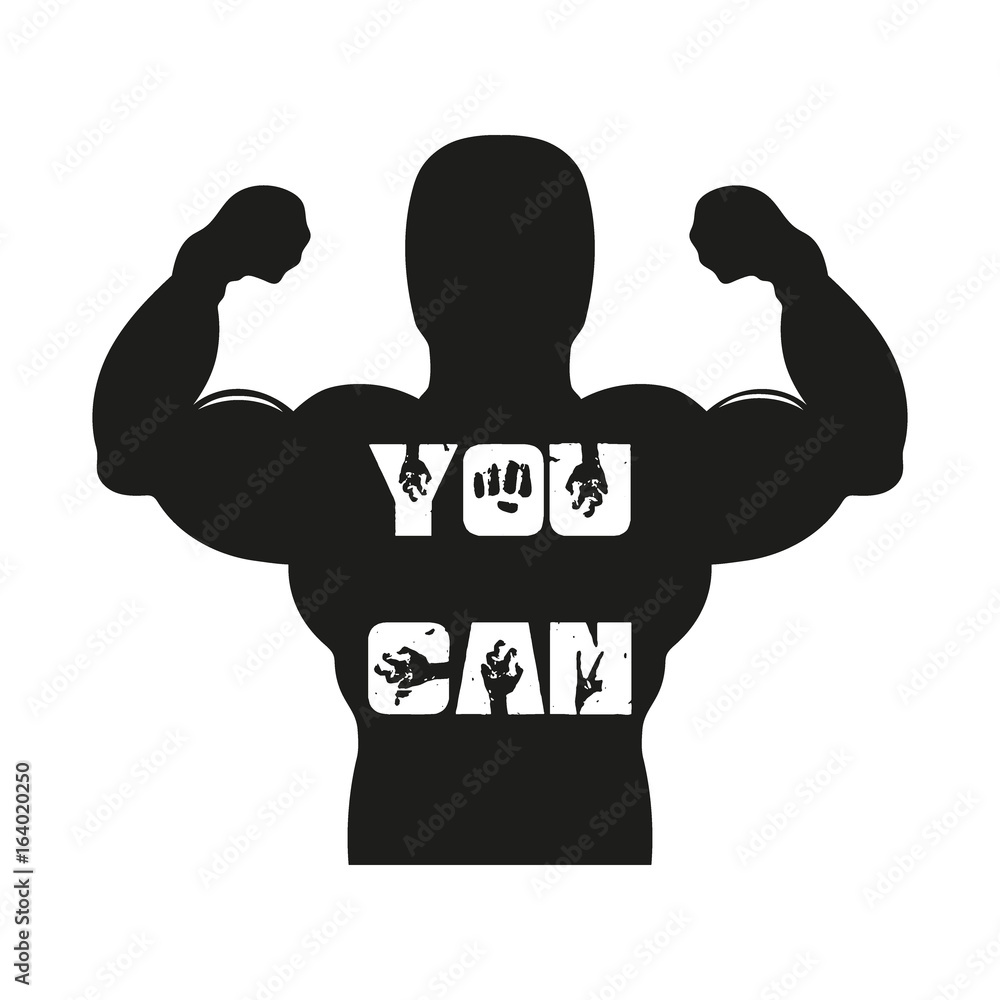 You Can. Workout and Fitness Gym Motivation Illustration Sign. Creative  Strong Sport Vector Rough Typography Grunge Wallpaper Poster Concept Stock  Vector | Adobe Stock