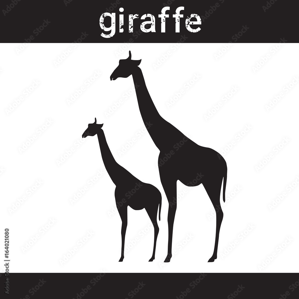 Fototapeta premium Silhouette Giraffe In Grunge Design Style Animal Icon Vector Illustration
