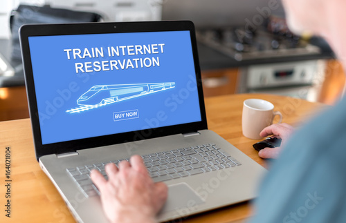 Train internet reservation concept on a laptop